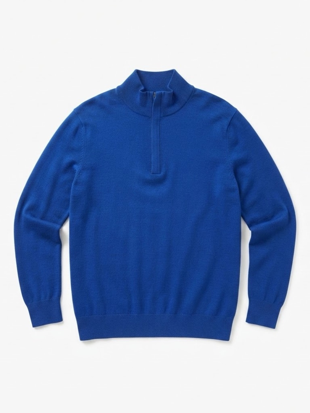 Banana Republic Mens L 100% Extra Fine Merino Wool Half Zip Sweater Royal Blue